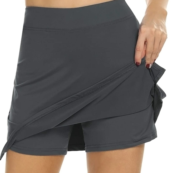 Dark Grey Lycra Skort - Picture 2 of 6